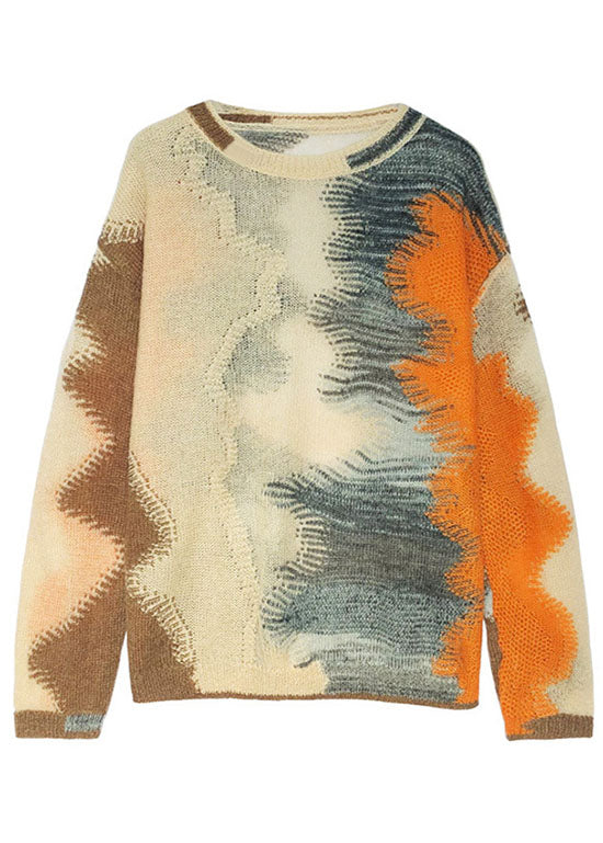 レディース アプリコット 透かし編み ゆったり 秋ニット セーター