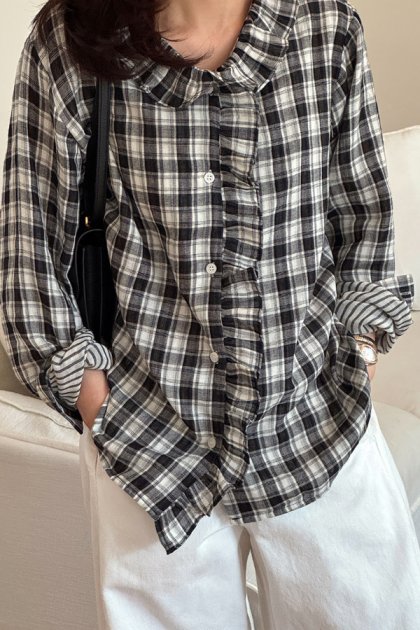 [made] HL Frill Check Blouse [NO.671]