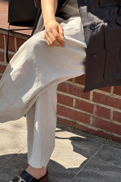 holic 5126 Linen Elastic Waist Slacks