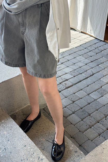 [made] HL Gray Pintuck Shorts [NO.674]