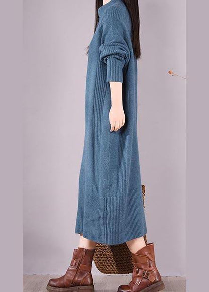 シンプル ジップポケット 春 レディースワンピース 通勤コーデ ブルー ローブワンピース